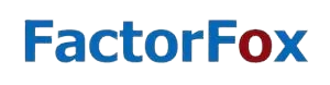 FactorFox logo with blue and red text.